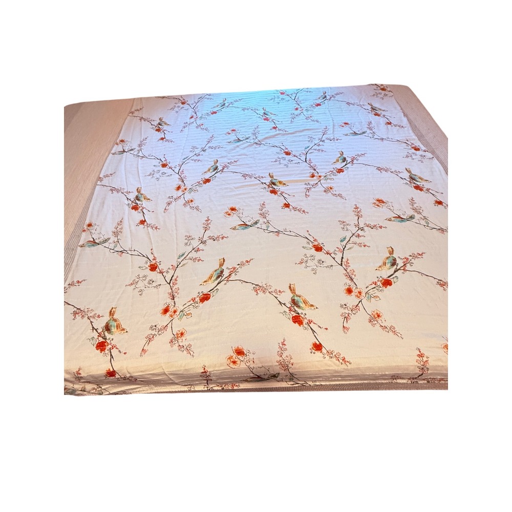 90's Lenox Chirp Tablecloth 60x100 Bird Floral Cottage Grandmillennial